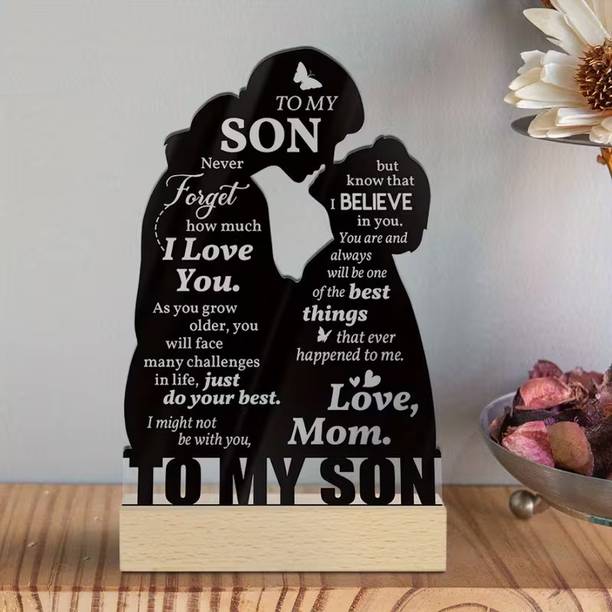 BS AMOR Gift for Son from Mom Acrylic Sign Desktop Decoration, 5x4 Inch Decorative Showpiece  -  13 cm