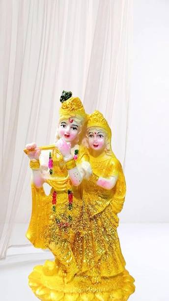 yogi Gold Plated Radha Krishna Idol Statue Showpiece Decorative Showpiece  -  8 cm