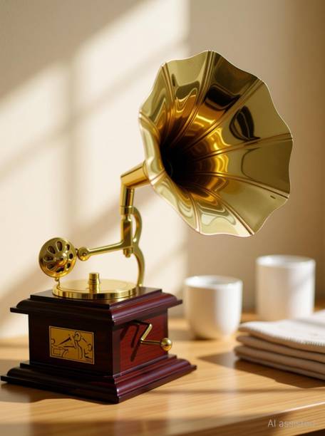 Fashion Bizz Antique Look Brass,Wooden Decorative Showpiece  -  12 cm