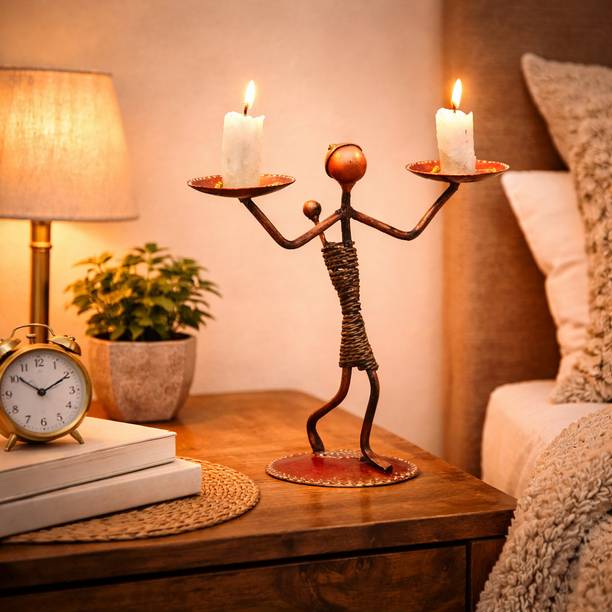 BOSCO Handicrafted Lady Baby Double Tea Light Holder Decorative Showpiece  -  25 cm