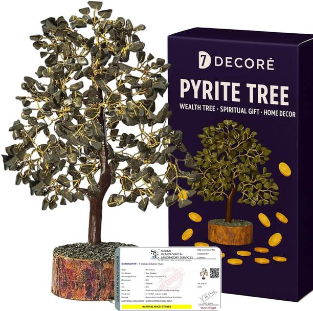 7 decore Original Certified Pyrite Money Tree for Wealth, Vastu, Feng Shui & Positivity Decorative Showpiece  -  29 cm