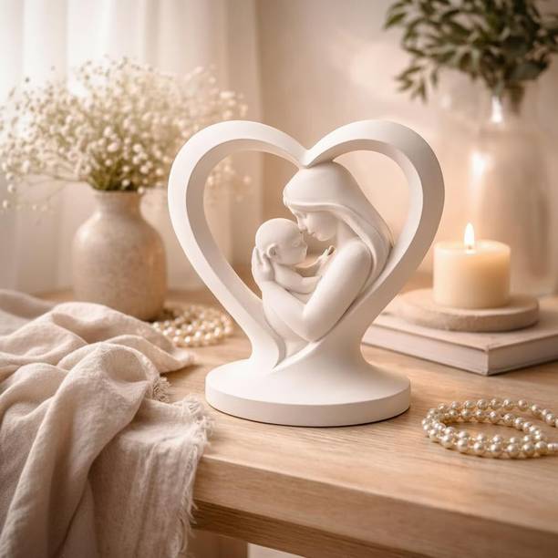 MAA HANDICRAFT new_Mother & Baby Heart Shape Decorative Showpiece for Home Decor Decorative Showpiece  -  15.5 cm
