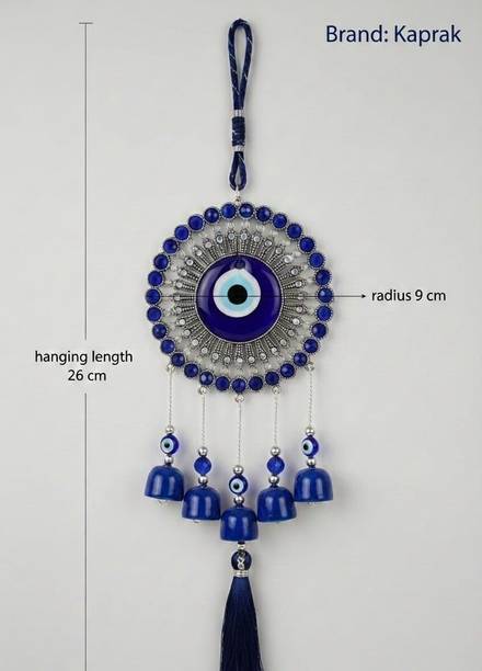 KAPRAK WIND CHIMES 5 BELLS EVIL EYE Decorative Showpiece - 26 cm