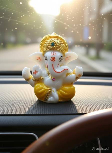 AROHI ENTERPRISES Lord Ganesha Idols for Car Dashboard | Car Dashboard Accessories | Car Dashboard God Idols | idols for Car Dashboard | Ganesha showpiece for Living Room | Ganesh ji Ki Murti | Ganpati Decorative Showpieces for Home Decor - 9cm Decorative Showpiece - 6.35 cm