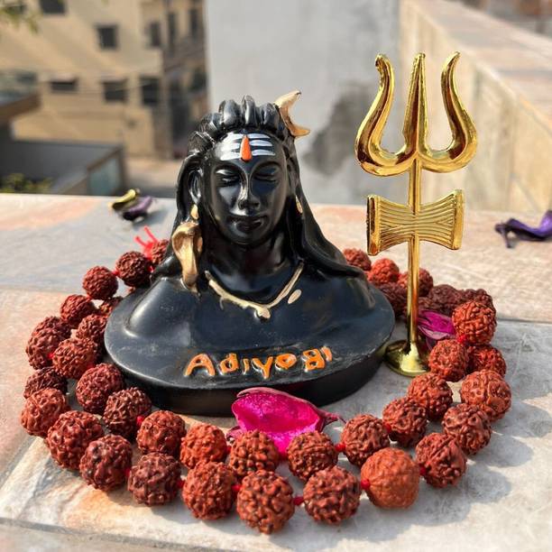 SBBCO Divine Magnet Polyresin Adiyogi Shiv Ji Statue For Pooja Room & Car Dashboard Decorative Showpiece  -  9 cm
