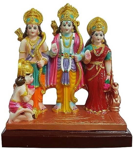 PECH Ram Darbar Statue God Ram, Sita, Laxman & Hanuman Idol for Spiritual Puja Vastu Decorative Showpiece  -  7 cm