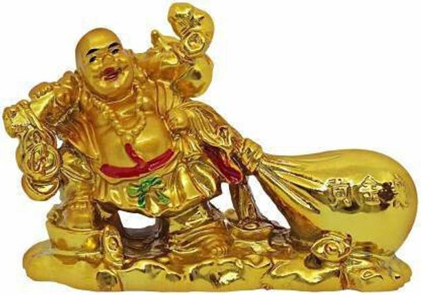 Westbound Vastu Feng Shui Laughing Buddha with Money Potli for Home Decor Career Luck Health Wealth and Happiness Decorative Showpiece  -  6 cm
