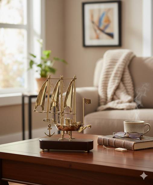 origant homes Origant Homes Brass Ship Showpiece for Home & Office Decor Height 10 Inch Decorative Showpiece  -  25 cm