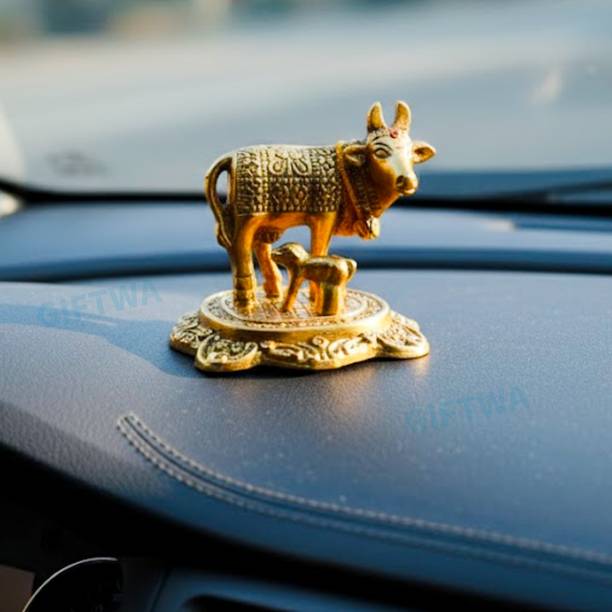 GIFTWA Kamdhenu Cow Showpiece | Religious Decorative Showpiece for Car,Home & Office Decorative Showpiece  -  6 cm