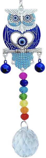 MAAJAWALAJI Owl evil eye cystal ball wall hang Decorative Showpiece  -  27 cm