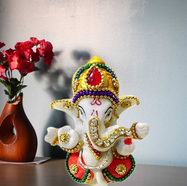 RAMASITA Ganesha Idol Car Dashboard Idol Ganesha Murti Ganpati Idol Lord Ganesh Decorative Showpiece  -  7 cm