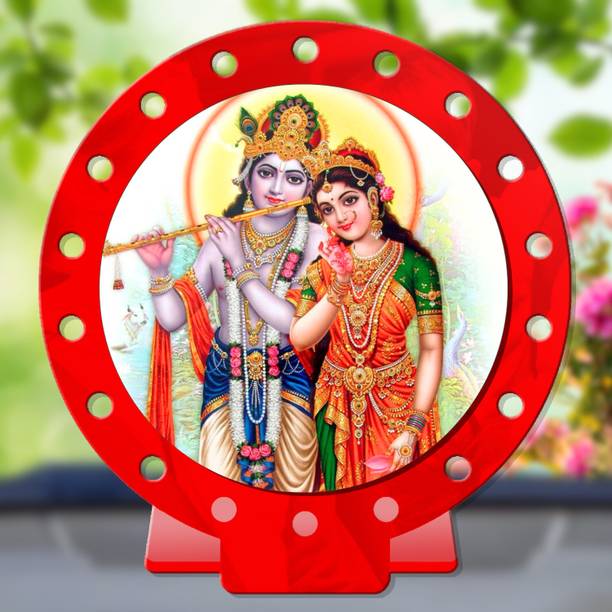 GiftsRange Radha Krishna Red Shining Car Dashboard Idol Decorative Showpiece  -  8 cm