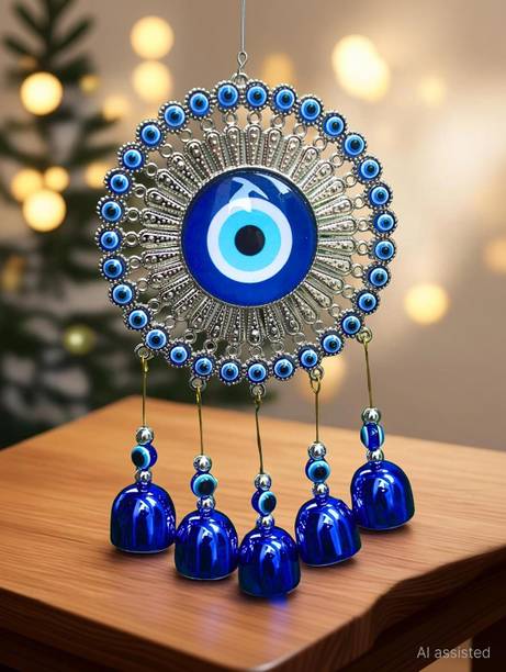 advik mart Eye Evil Eye Wall Hanging Windchime With Bell For Home & Office Decor Decorative Showpiece  -  25 cm