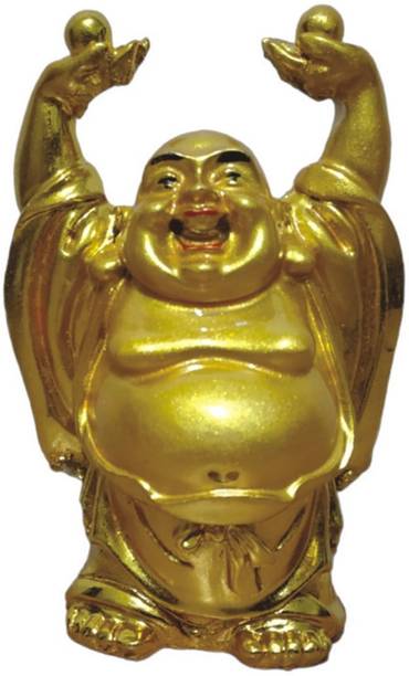 WINSOME COLLECTION Golden Laughing Buddha Monk Baby Buddha Fengshui Gift Item Decorative Showpiece Decorative Showpiece  -  7 cm