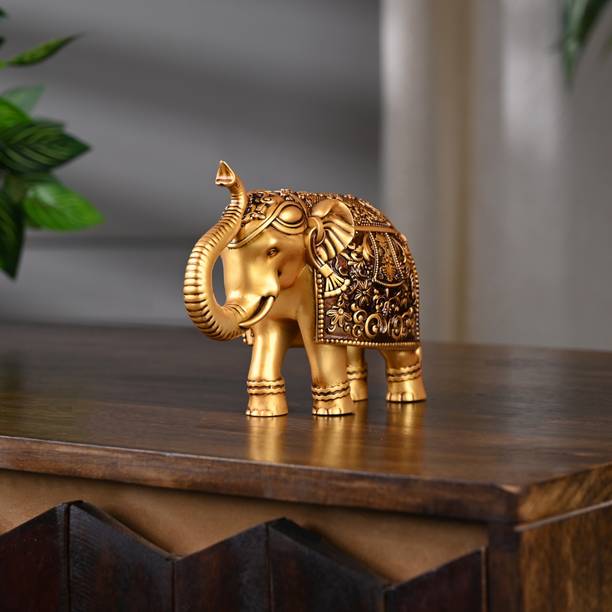 ARTARIUM Royal Elephant Figurine Decorative Showpiece Home Decor Table Decor Gift Item Decorative Showpiece  -  14.9 cm