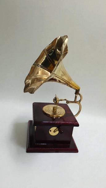 Swarna Brass Vintage Dummy Gramophone – Elegant Home Decoration Item for Unique Showpieces Decorative Showpiece  -  23 cm