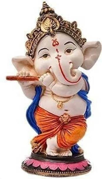 HC VILLA Dancing & Bansuri Ganesh Idol Figurine Showpiece for Home Decor (Multicolor) Decorative Showpiece  -  15 cm