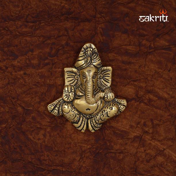 sacred needs Sacred Needs Aluminium Pagdi Ganesha Mounted – 4.3 Inch Decorative Showpiece  -  10.92 cm