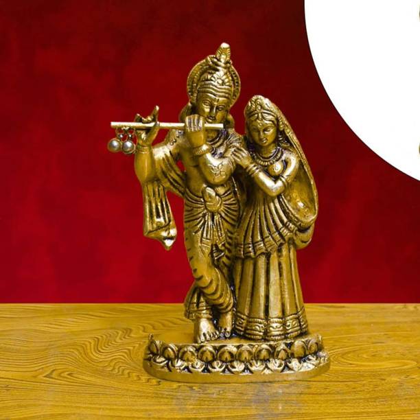 SHANTI Brass Radha Krishna Idol, Murti For Pooja Room, Home, Office डेकोरेटिव शोपीस  -  15 cm