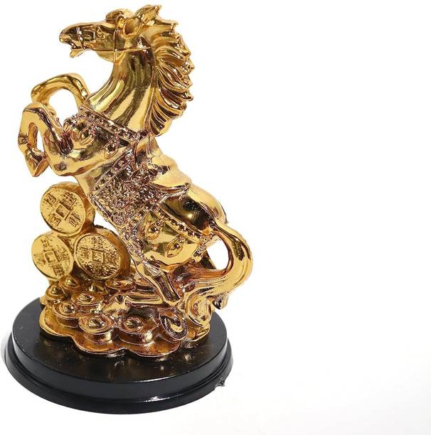 The Spiritual Living Victory Horse Idol on Wealth Coins With Uplifted Legs | Vastu & Feng Shui | Decorative Showpiece  -  8.9 cm