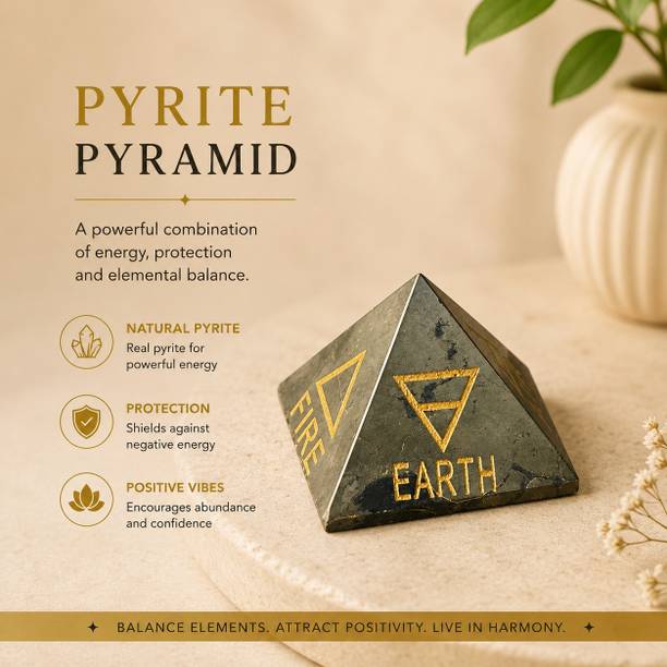 gemnines Gemnines Earth Force Pyrite Pyramid Decorative Showpiece  -  3.6 cm