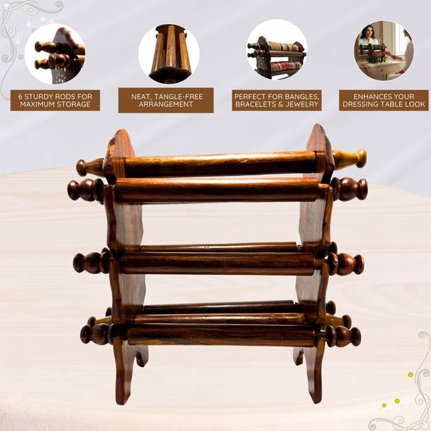 Younique Craft Wooden Bangle Stand Organizer Multi Rod Jewelry Holder Bracelet Display Decorative Showpiece  -  5 cm