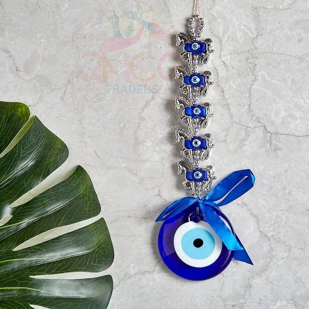 RMCG Traders Wall Hanging 5 Horse Evil Eyes Nazar Battu, Evil Eye Protector Nazar Battu Decorative Showpiece  -  4 cm