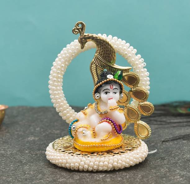 UniqueArt Cute Krishna Idol for CAR Dashboard|Krishna Ji Car Dashboard|Bal Gopal Statue Decorative Showpiece  -  9 cm