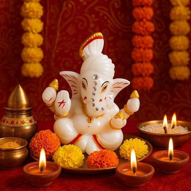 LUPAAVA Handcrafted Lord Ganesha Idols Decorative Showpiece  -  6 cm