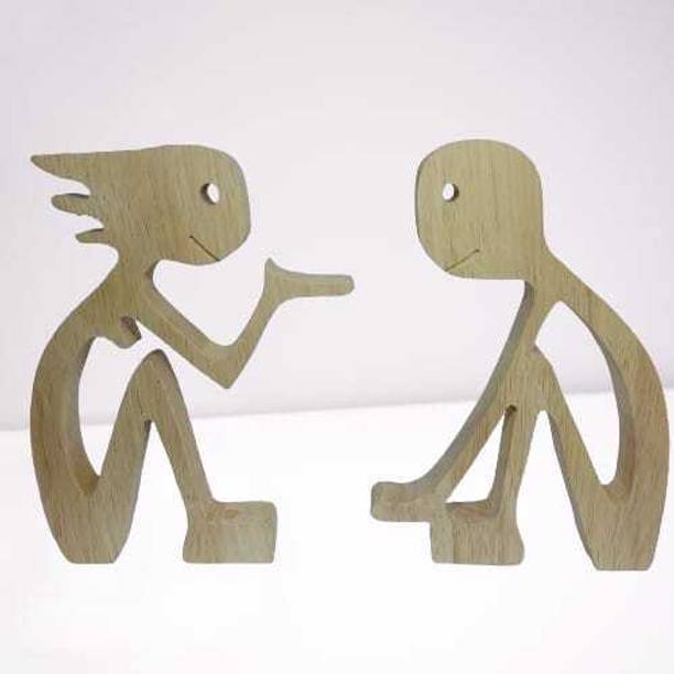 FORKTEL Family Statue, Handmade Wood Decoration Decorative Showpiece  -  6.2 cm