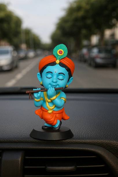 AVIRAL CRAFTS Lord Shree Krishna Ji Idol for Car Dashboard, Home Decor God Statue for Gifting Decorative Showpiece  -  10.4 cm