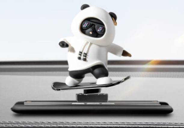 LAVITRA Car Dashboard Slinding Bear Car Interior Showpiece Desk Skateboarding Bear डेकोरेटिव शोपीस  -  5 cm
