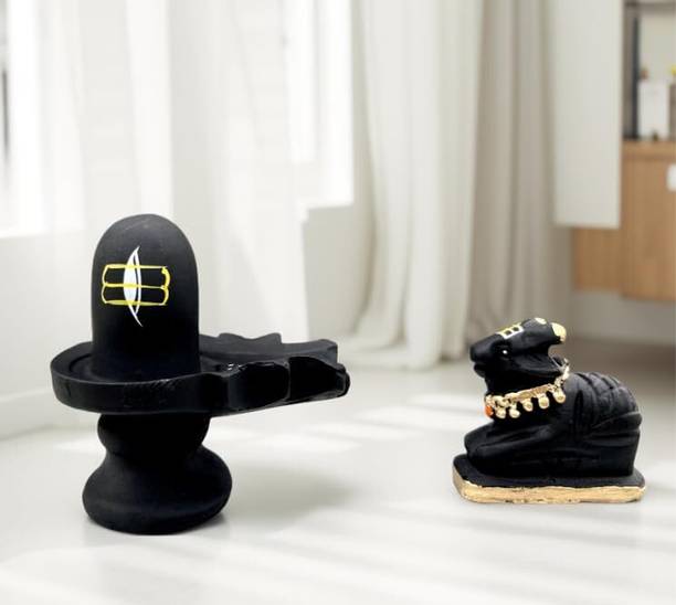 Royalbox Small Shivling/Nandi for Home Temple and Office डेकोरेटिव शोपीस  -  7 cm