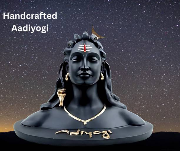 WEKTU Adiyogi Shiv Ji For Pooja Room & Car Dashboard Decorative (Polyresin, Black)07 Decorative Showpiece  -  7 cm