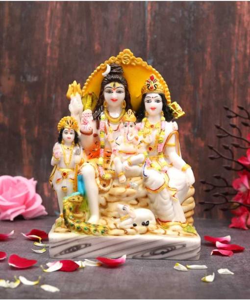 HUBZONES Marble Dust Lord shiv pariwar idol Mahadev Family statue,Handicraft Spiritual Decorative Showpiece  -  23 cm