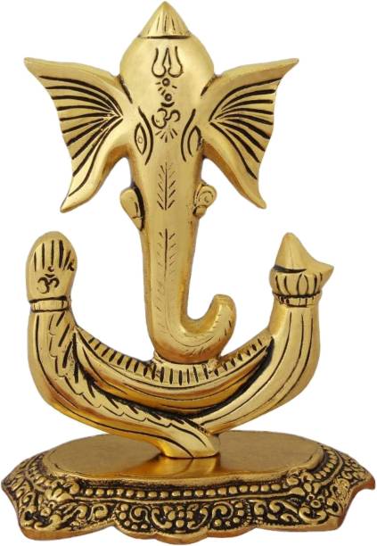 Neo Classic Ganesh Ji Idol Gold Plated I Trishul Ganesh I Ganesha Showpiece Height: 7" inch Decorative Showpiece  -  18 cm