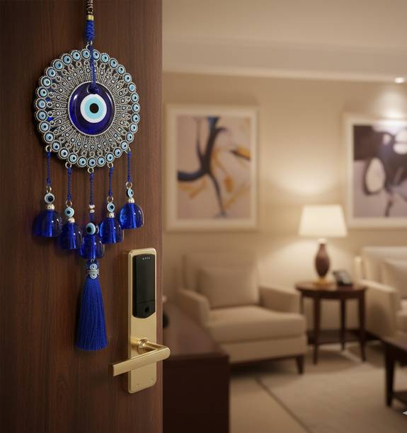 BALAJI DECORATION EVIL EYE HANGING LUXURIOUS WALL HANGING DECORATIVE ITEMS HOME OFFICE CAR Decorative Showpiece  -  15 cm