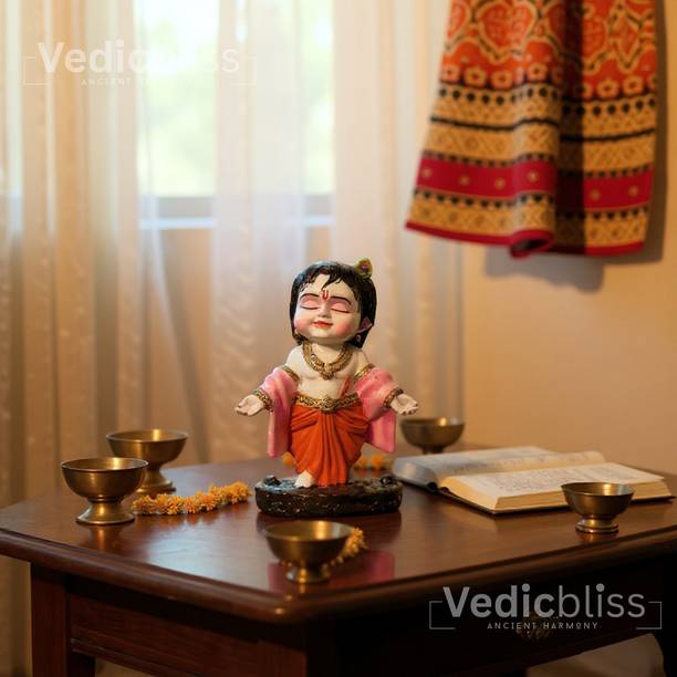 Vedicbliss Ball Krishna Decorative Showpiece  -  10 cm