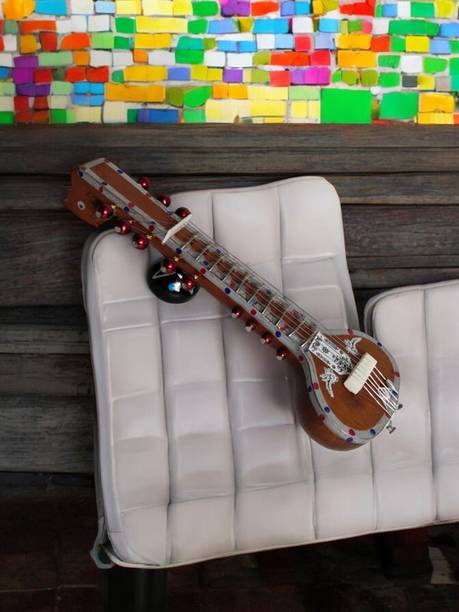 GiftChowk Miniature Veena Musical Instrument – Handcrafted for Classical Music Lovers Decorative Showpiece  -  18 cm