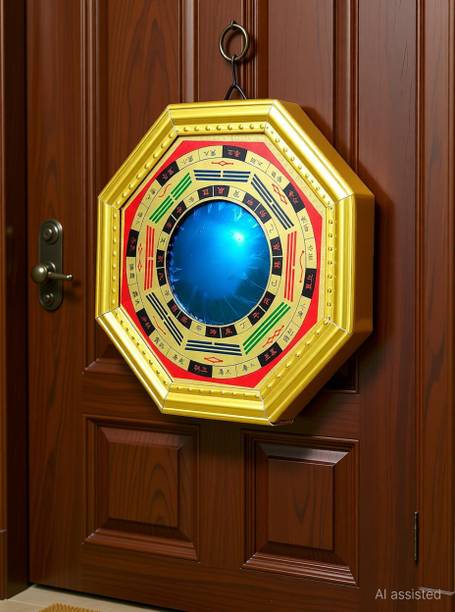 Trishakti Feng Shui Bagua Pakua Mirror Convex Mirror for Vastu Positive Energy Wall Door Hanging Decor Protection (12 * 12) cm Decorative Showpiece  -  12 cm