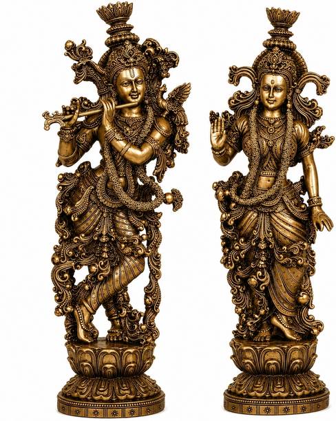 Shri Govind Creations Large Radha Krishna Idol Idol Bronze Color(Size 15 x 5 Inches). Decorative Showpiece  -  38 cm