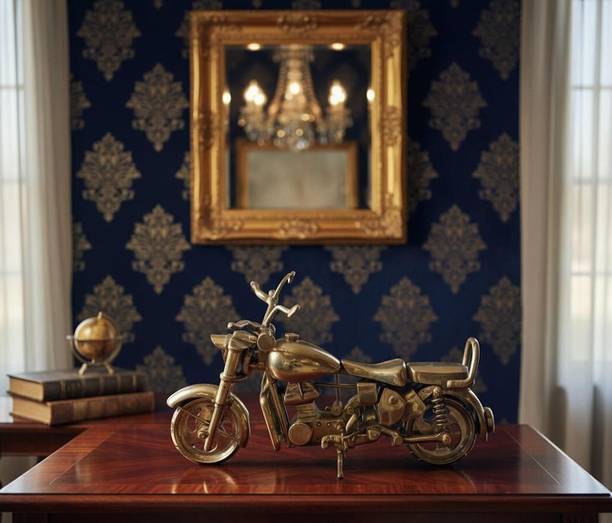 ROTTEN LEAF 100% Pure Brass Vintage Bullet Bike Decorative Showpiece  -  7 cm