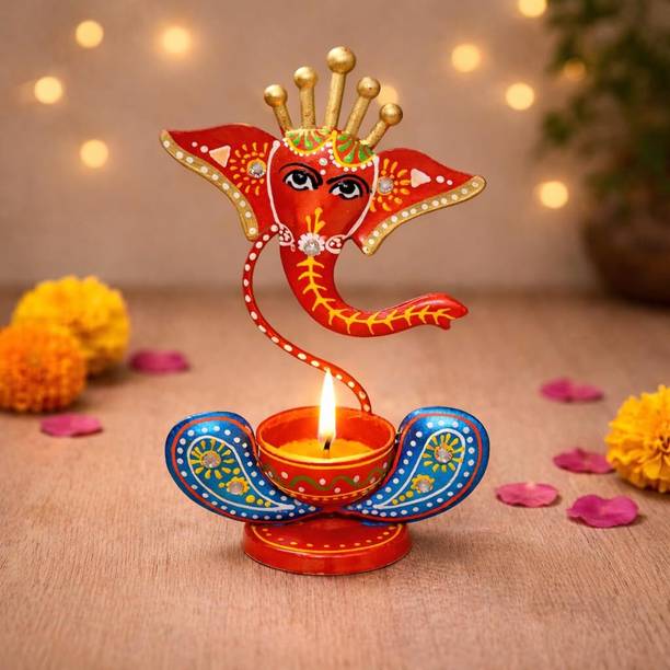 SV Traders Ganesh T light Holder Iron, Cast Iron 1 - Cup Tealight Holder