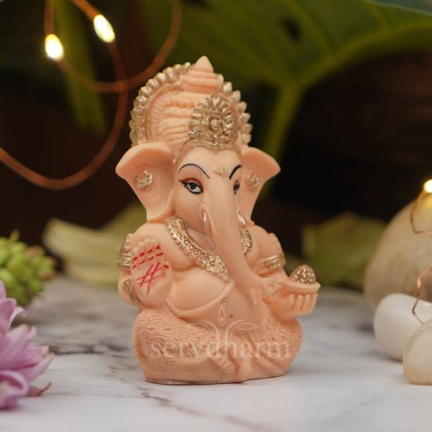 ServDharm Ganesh Idol for Home, Car Dashboard & Gifting Decorative Showpiece  -  8.5 cm