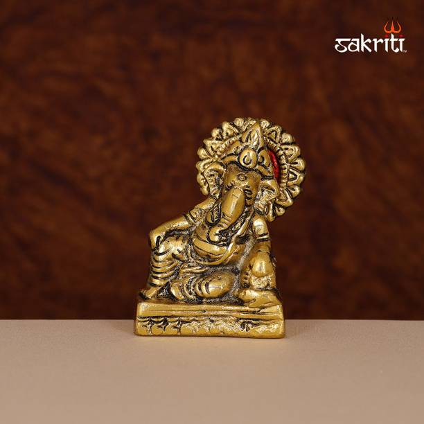 sacred needs Sacred Needs Aluminium Takiya Ganesha – 2.9 Inch Decorative Showpiece  -  7.37 cm