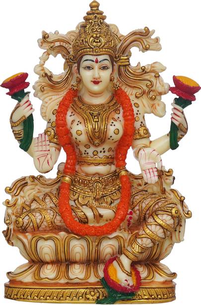 THOLIYA ARTS Big Size Maa Lakshmi Murti Goddess Laxmi Sitting Idol Statue For Home Diwali Decorative Showpiece  -  22.86 cm