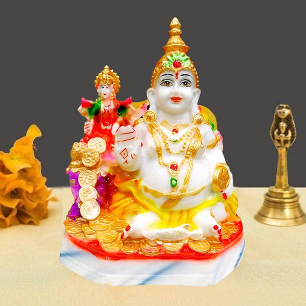 NOKTUS Laxmi Kuber Sitting Statue/Kuber Ji Murti God for Wealth/Kubera Idol Decorative Showpiece  -  10 cm