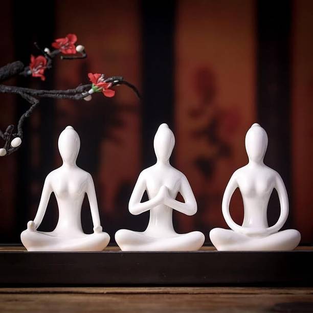 HRK Enterprise 3 pcs yoga pose statue set Decorative Showpiece (multi,pack of 3) Decorative Showpiece  -  3 cm