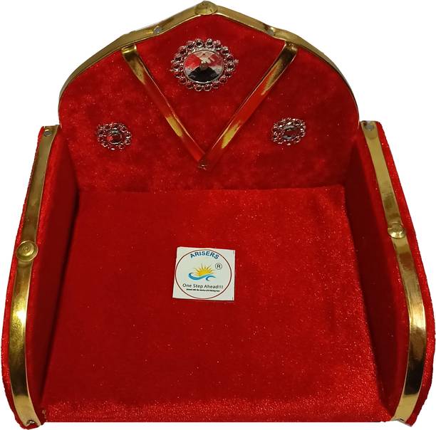 ARISERS laddu Gopal sighasan & thakur ji singhasan of Krishna Wooden Singhasan Red Decorative Showpiece  -  11 cm