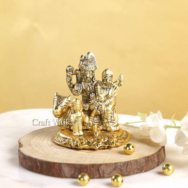 DARIDRA BHANJAN Lord Shiv Parivar Idol Shiv Parwati Ganesh Ji God Shiva Family Decorative Showpiece  -  14 cm